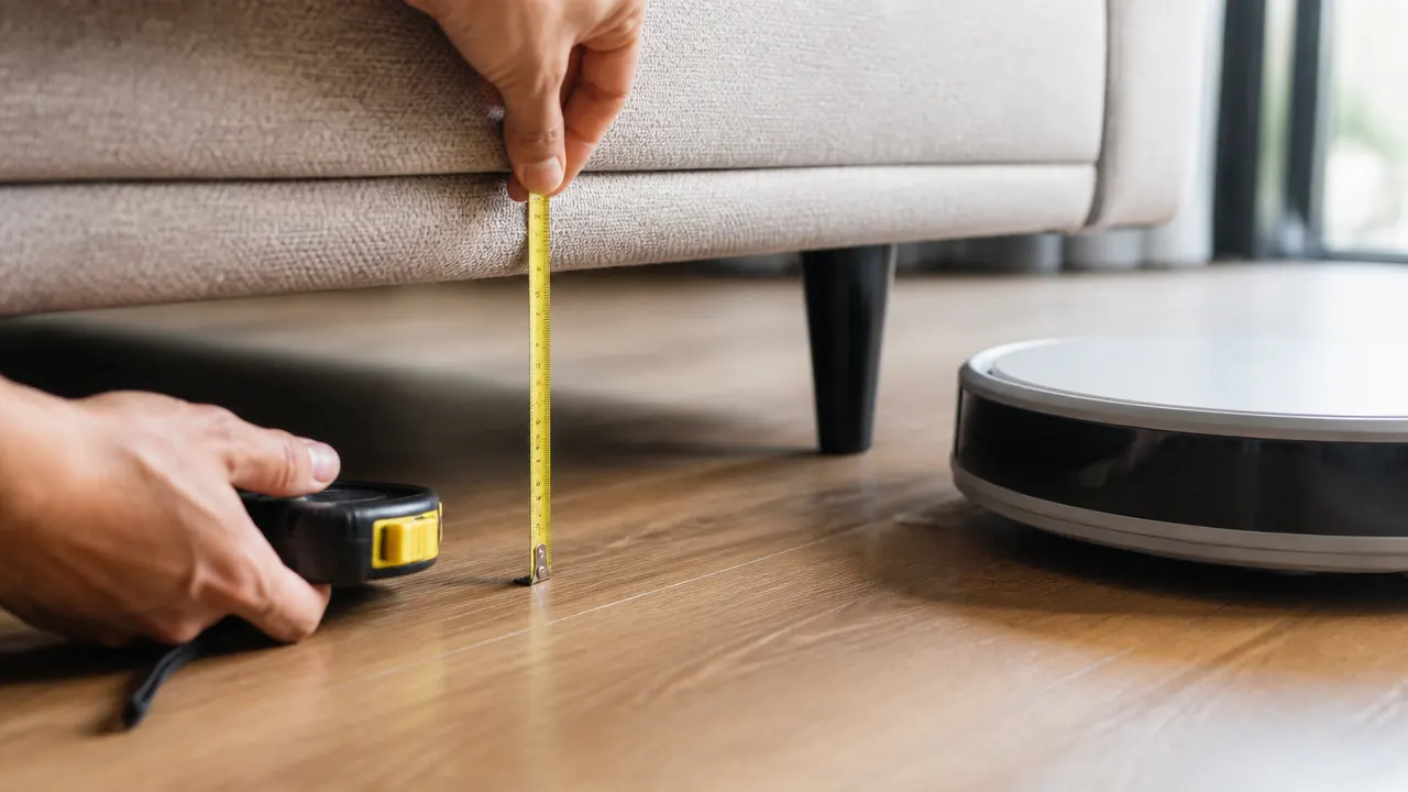 Mesure de la hauteur disponible sous un canapé pour un robot aspirateur